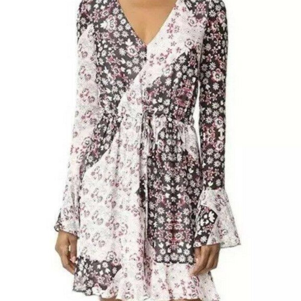 Rebecca Minkoff June Dress V-Neck Long Sleeve Pink
